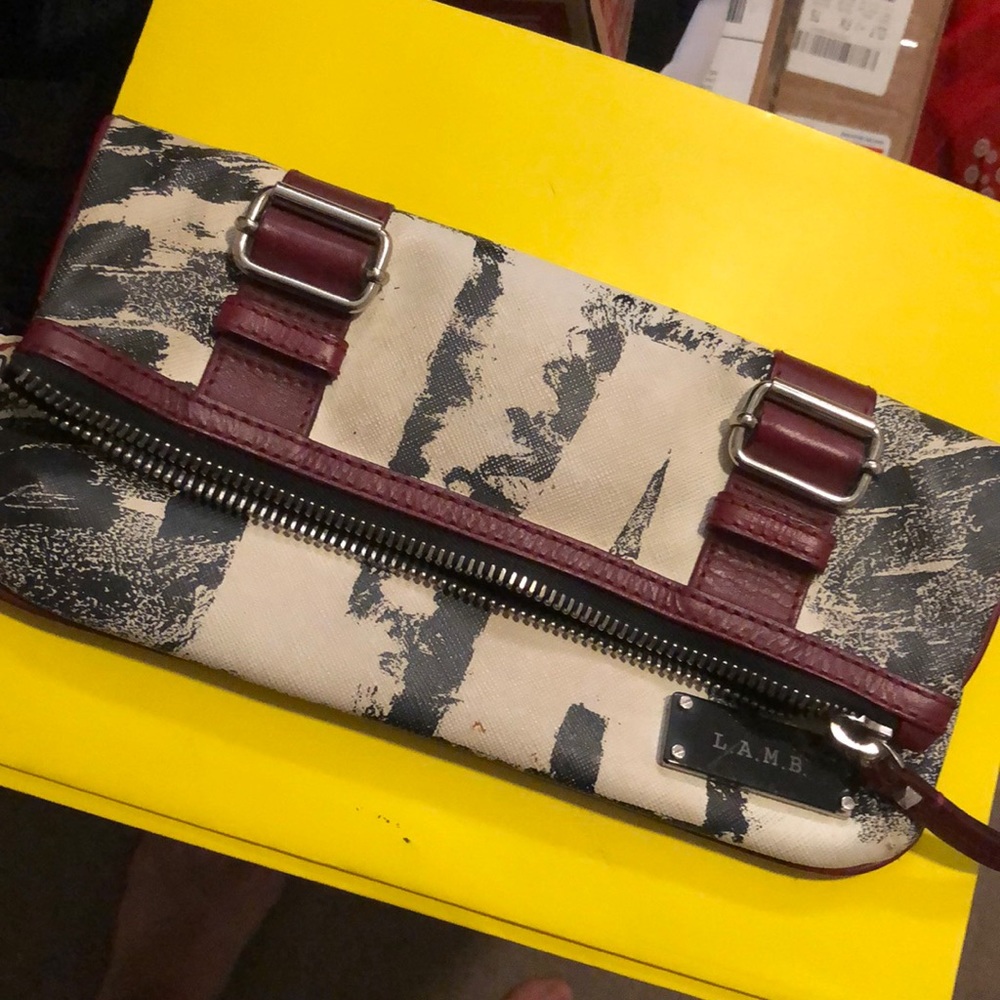 LAMB black white and red clutch